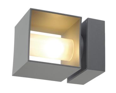 SQUARE TURN, QT14, Outdoor Wandleuchte, silbergrau, max. 42 W, IP44