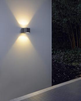 SQUARE TURN, QT14, Outdoor Wandleuchte, silbergrau, max. 42 W, IP44