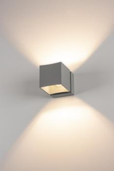 SQUARE TURN, QT14, Outdoor Wandleuchte, silbergrau, max. 42 W, IP44