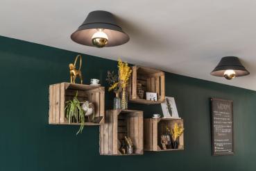 BATO 45, Indoor Deckenaufbauleuchte, schwarz, E27, max. 60 W