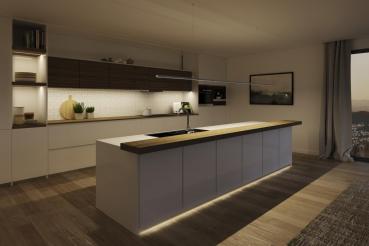 GRAZIA 10, Aufbauprofil, LED, flach, gerillt, 2 m, schwarz