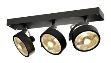 KALU, Wand- und Deckenleuchte, QPAR111, dreiflammig, schwarz, max. 75 W