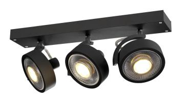 Preview: KALU, Wand- und Deckenleuchte, QPAR111, dreiflammig, schwarz, max. 75 W