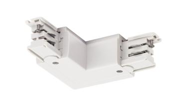S-TRACK L-Verbinder, Erde innen, mit Einspeisemöglichkeit, PHASE, weiß