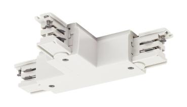 S-TRACK T-Verbinder, links, Erde innen, mit Einspeisemöglichkeit, PHASE, weiß