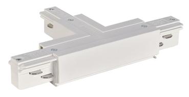 EUTRAC® T-Verbinder, mit Einspeisemöglichkeit, Erde innen, links, verkehrsweiss