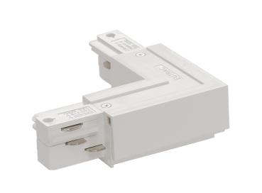 EUTRAC L-Verbinder, mit Einspeisemöglichkeit, Erde aussen, verkehrsweiss