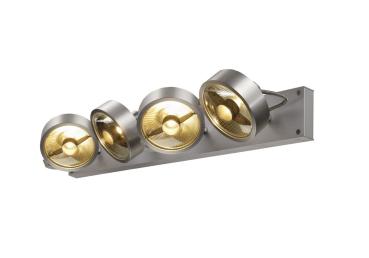 Preview: KALU, Indoor Wand- und Deckenaufbauleuchte, quad, QPAR111 alu gebürstet 4x75 W