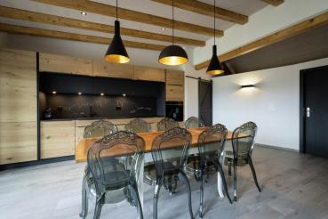 Preview: LOGS IN L Indoor LED Wandaufbauleuchte schwarz/messing 3000 K TRIAC dimmbar