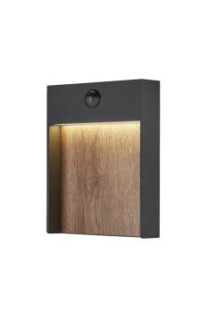 FLATT SENSOR, Outdoor LED Wandaufbauleuchte, 3000/4000 K, IP54, anthrazit/braun