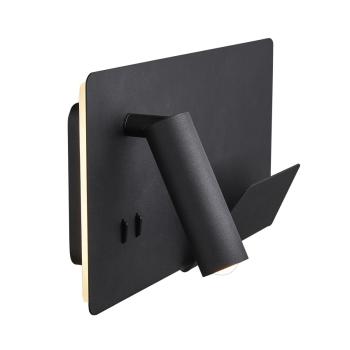 Preview: SOMNILA SPOT, Indoor LED Wandaufbauleuchte 3000 K schwarz Version rechts inkl. USB Anschluss