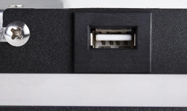 SOMNILA SPOT, Indoor LED Wandaufbauleuchte 3000 K schwarz Version rechts inkl. USB Anschluss