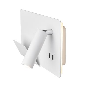 Preview: SOMNILA SPOT, Indoor LED Wandaufbauleuchte 3000 K weiß Version links inkl.USB Anschluss