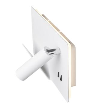 Preview: SOMNILA SPOT, Indoor LED Wandaufbauleuchte 3000 K weiß Version links inkl.USB Anschluss