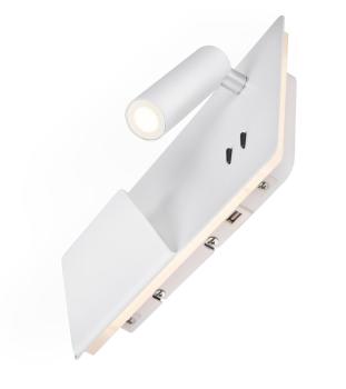 Preview: SOMNILA SPOT, Indoor LED Wandaufbauleuchte 3000 K weiß Version links inkl.USB Anschluss