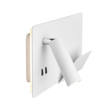 Preview: SOMNILA SPOT, Indoor LED Wandaufbauleuchte 3000 K weiß Version rechts inkl. USB Anschluss