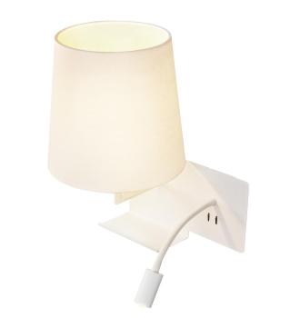 Preview: SOMNILA FLEX, Indoor LED Wandaufbauleuchte 3000 K weiß Version links inkl.USB Anschluss