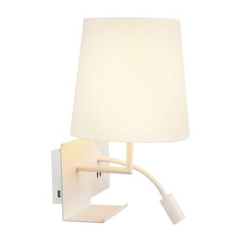 Preview: SOMNILA FLEX, Indoor LED Wandaufbauleuchte 3000 K weiß Version links inkl.USB Anschluss