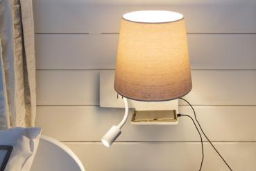 SOMNILA FLEX, Indoor LED Wandaufbauleuchte 3000 K weiß Version rechts inkl. USB Anschluss