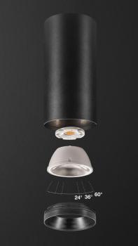 Preview: NUMINOS® L CL, PHASE, Deckenaufbauleuchte, 3000 K, 20 Watt, Phasenabschnitt, 36°, matt schwarz