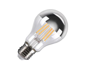 A60 E27 Mirrorhead, LED Leuchtmittel chrom 7,5 W 2700 K CRI 90 180°