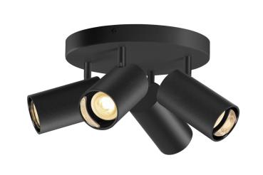 ASTO TUBE, Deckenaufbauleuchte, zylindrisch, max. 4x10 W, schwarz