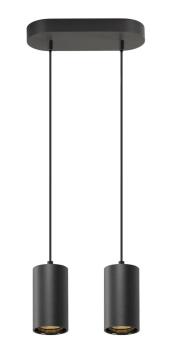 ASTO TUBE, Pendelleuchte, GU10, Pendellänge 250 cm, max. 2x10 W, schwarz