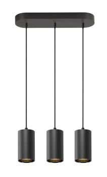 ASTO TUBE, Pendelleuchte, GU10, Pendellänge 250 cm, max. 3x10 W, schwarz