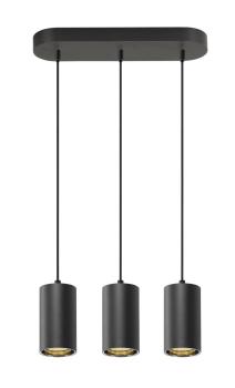 ASTO TUBE, Pendelleuchte, GU10, Pendellänge 250 cm, max. 3x10 W, schwarz