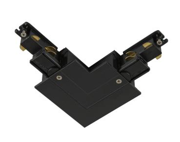 S-TRACK L-Verbinder, 3-Phasen-Einbauschiene, Erde innen, mit Einspeisemöglichkeit, DALI, PHASE, schwarz