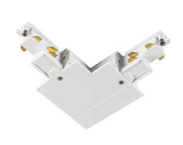 S-TRACK L-Verbinder, 3-Phasen-Einbauschiene, Erde innen, mit Einspeisemöglichkeit, DALI, PHASE, weiß