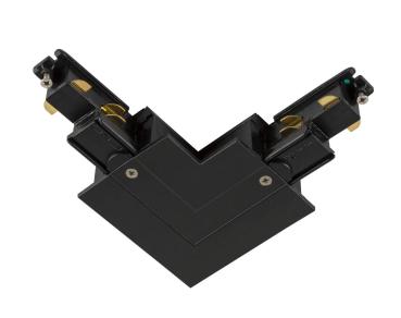S-TRACK L-Verbinder, 3-Phasen-Einbauschiene, Erde außen, mit Einspeisemöglichkeit, DALI, PHASE, schwarz