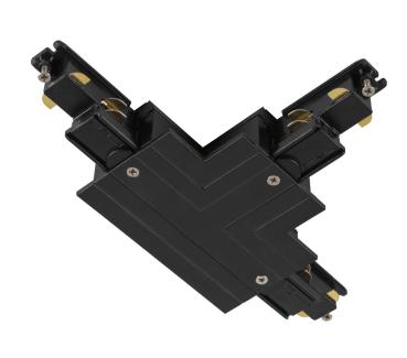 S-TRACK T-Verbinder, 3-Phasen-Einbauschiene, Erde innen links, mit Einspeisemöglichkeit, DALI, PHASE, schwarz