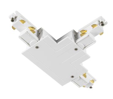 S-TRACK T-Verbinder, 3-Phasen-Einbauschiene, Erde innen links, mit Einspeisemöglichkeit, DALI, PHASE, weiß