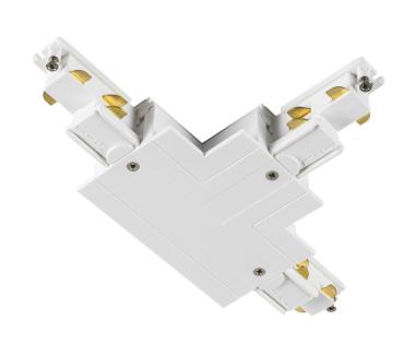 S-TRACK T-Verbinder, 3-Phasen-Einbauschiene, Erde außen links, mit Einspeisemöglichkeit, DALI, PHASE, weiß