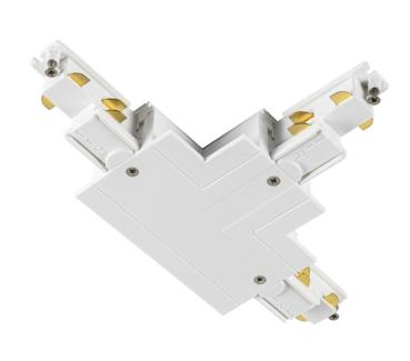 S-TRACK T-Verbinder, 3-Phasen-Einbauschiene, Erde außen rechts, mit Einspeisemöglichkeit, DALI, PHASE, weiß