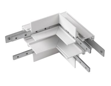 Preview: L-Verbinder mechanisch, 48V TRACK, für Einbauschiene tief, Stereo, weiß