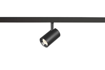 NUMINOS® XS, 48V Spot, rund, 4000 K, 8.7 W, DALI 2, 55°, matt schwarz / glänzend chrom