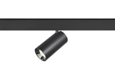 NUMINOS® S, 48V Spot, rund, 4000 K, 16 W, DALI 2, 20°, matt schwarz / glänzend chrom