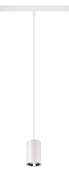 NUMINOS® XS, 48V Pendelleuchte, Pendellänge 150 cm, 4000 K, 20°, DALI 2, matt weiß / glänzend chrom