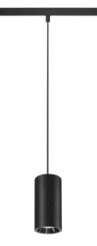 NUMINOS® S, 48V Pendelleuchte, Pendellänge 150 cm, 4000 K, 20°, DALI 2, matt schwarz / glänzend chrom