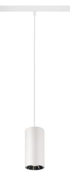 NUMINOS® S, 48V Pendelleuchte, Pendellänge 150 cm, 4000 K, 20°, DALI 2, matt weiß / glänzend chrom