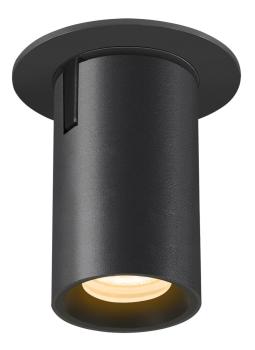 NUMINOS® PROJECTOR XS, Deckeneinbauleuchte, 3000 K, 55°, zylindrisch, schwarz / schwarz