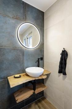 TRUKKO 60, Spiegel Ø 60 cm, chrom, schwarzer rand