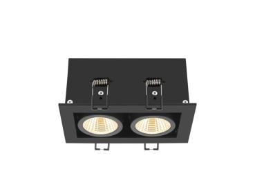 Preview: KADUX, Deckeneinbauleuchte, double, 3000 K, 38°, IP 20, quadratisch, schwarz