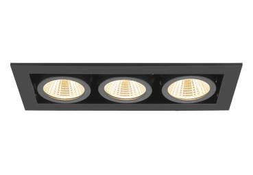 KADUX, Deckeneinbauleuchte, triple, 3000 K, 38°, IP 20, quadratisch, schwarz