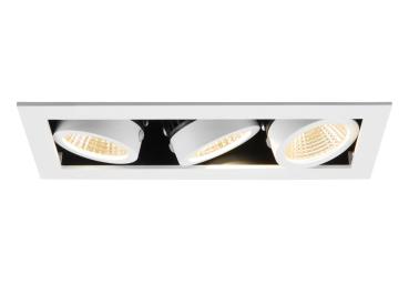 Preview: KADUX, Deckeneinbauleuchte, triple, 3000 K, 38°, IP 20, quadratisch, weiß