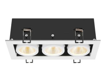 Preview: KADUX, Deckeneinbauleuchte, triple, 3000 K, 38°, IP 20, quadratisch, weiß