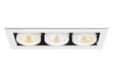 KADUX, Deckeneinbauleuchte, triple, 3000 K, 38°, IP 20, quadratisch, weiß