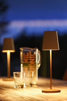 VINOLINA TWO, Tischleuchte, Akku, IP65, 2200/2700/3000 K, TOUCH, rost